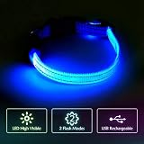 YFbrite Light Up Dog Collar Rechargeable LED Adjustable Blue XS view 6