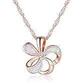 CiNily Opal Pendant Necklace Gold Plated Flower Pendant Opal Jewelry Gifts for Women Girls Gemstone Necklaces