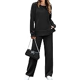 OFEEFAN Women's 2 Piece Lounge Set Travel Airport Outfits Side Slit Tracksuit Wide Leg Loungewear Baggy Comfy Sweatsuit S-3XL