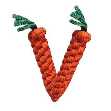 Pets Empire Cotton Puppy Durable Braided Rope Carrot Chew Toy for Cats and Dogs (Small) - Pack of 2
