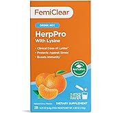 FemiClear HerpPro Drink Mix, with L-Lysine 3000mg, Zinc, Vitamins A & C, Ashwagandha, Immunity & Stress Supplement for Women & Men, 20 Stick Packets