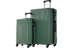 Merax Luggage Sets of 2 Suitcases With Wheels Expandable Lightweight, TSA Lock, Hardside Spinner Carry On Luggage, 20 28 inch Green …