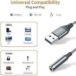 MCSPER 2-Pack USB to 3.5mm Jack Audio