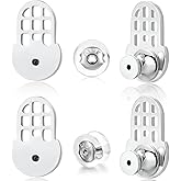 18K White Gold Plated Earring Backs, Sturdy Waterdrop-Style Earring Backs Replacements for Droopy Ears, Big Earrings Lifter Backings for Studs Heavy Earrings, 6 PCS