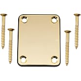 Musiclily 4 Holes Metal Guitar Neck Plate for Fender Strat Tele Guitar or Bass,Gold