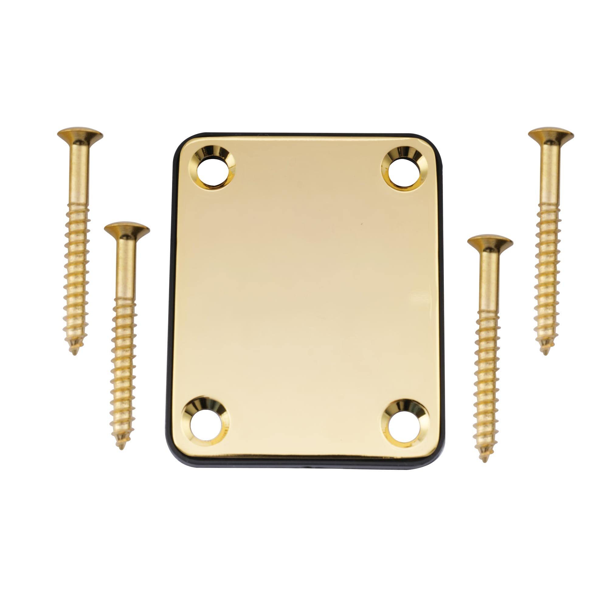 Musiclily Metal Guitar Neck Plate for Fender Stratocaster Telecaster Electric Guitar or Bass,Gold