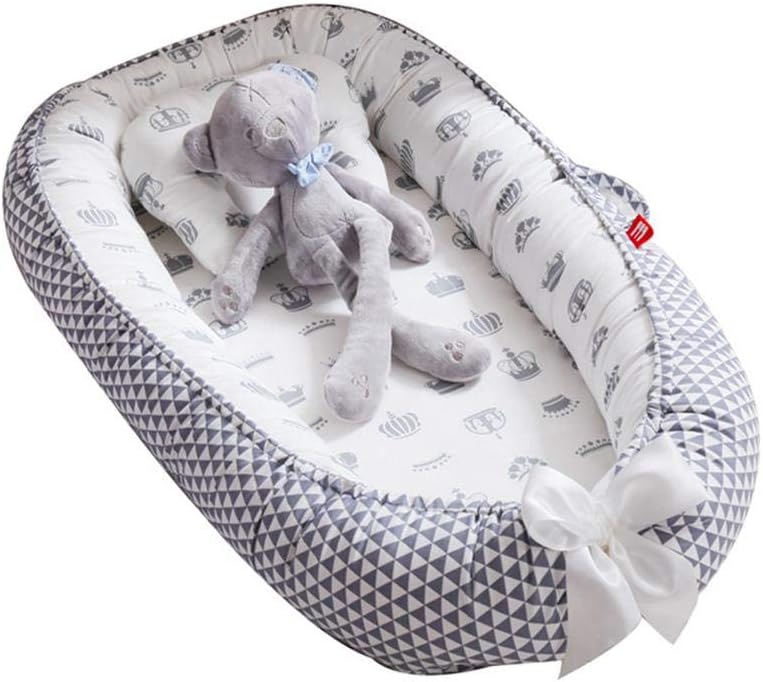 VOLBABY Baby Lounger Nest,Portable Crib and Bassinet Perfect for Co Sleeping,Super Soft and Breathable Newborn Lounger Cushion Suitable from 0-12 Months - Detachable & Machine Washable