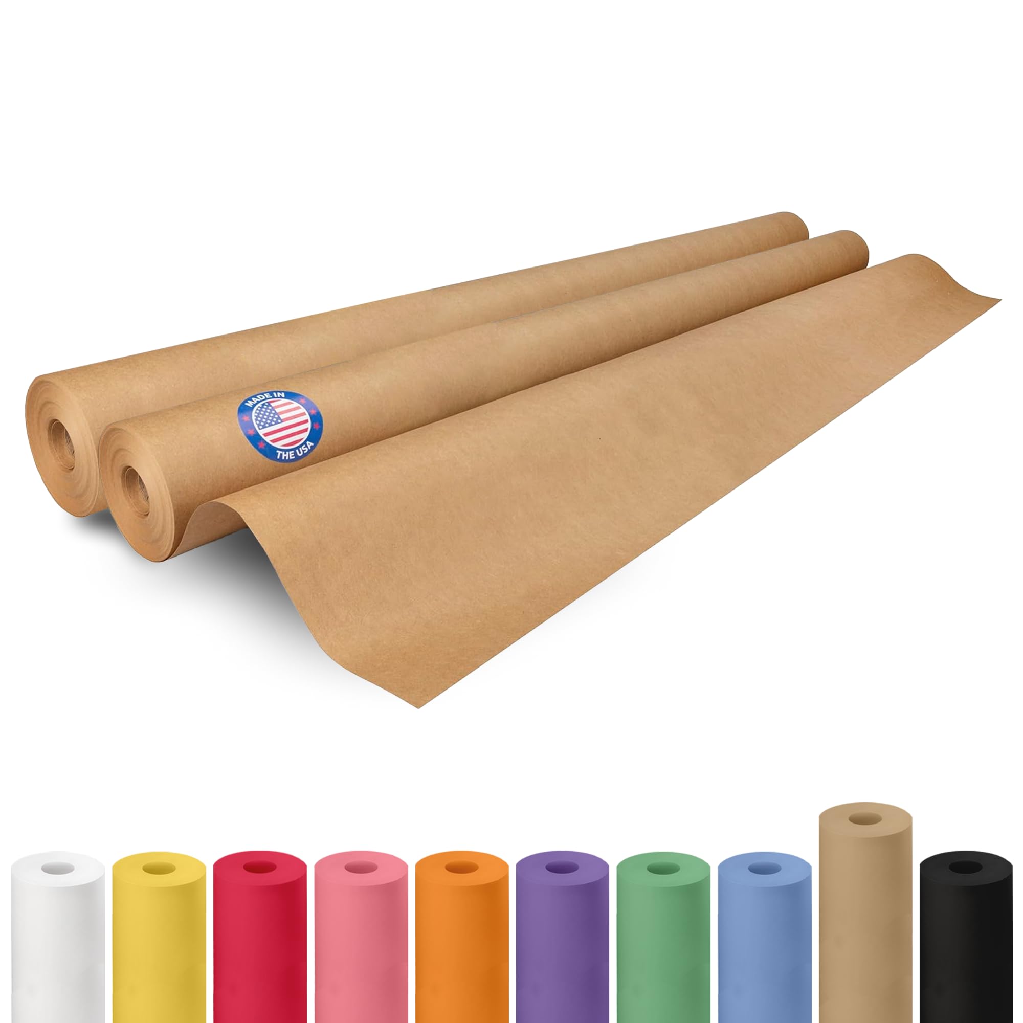 Brown Paper Roll 48" x 1800" (150 feet), Pack of 2 - USA-Made Brown Packing Paper 50lb Thickness for Moving, Shipping, Crafts/Arts - 100% Recycled Natural Wrapping Material by IDL Packaging Image