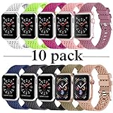 Lwsengme Compatible with Apple Watch Band (S/M M/L),Choose Color,Soft Rubber Replacement Sport Wristbands Compatible with Apple Watch Series 4/3/2/1(38mm/40mm-10 Pack-Small)