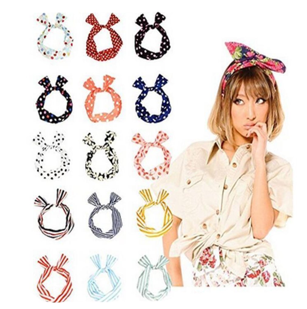 5PCS Different Color Wire Bandeau Headband Rabbit Ear Headband Hair Wrap Tie Hoop Band Hairband Accessory For Girls Makeup Wash Face