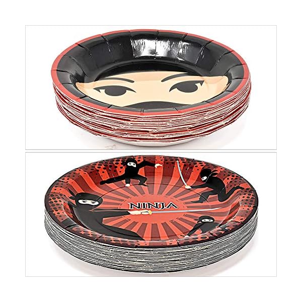 75 Piece Ninja Party Tableware Set, Including Plates,Cups,Napkins,and Paper straws,Ninja Disposable Cutlery Set,for…