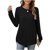 koiqzlv Women Fashion Sweaters Long Sleeve top Fall Clothes Trendy T-Shirt Blouse