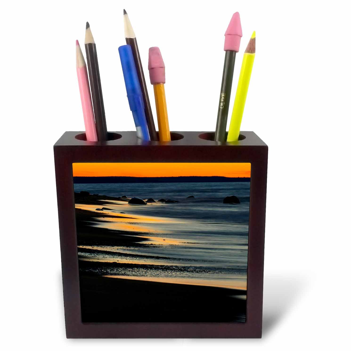 3dRose Lake Superior Shoreline at Sunset, Pictured Rocks, Michigan-Tile Pen Holder, 5-Inch (Ph_259475_1), 5 Inches