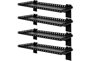 SINCHEEWAY Slatwall Shelves 24x10 Inch, Slatwall Accessories for Retail, Garage, Home Storage, Heavy Duty Slat Wall Hanging Shelf (4, Black)