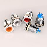 Gebeldet 5pcs 12mm Metal LED Indicator Light 12-24V AC/DC Stainless Steel view 2