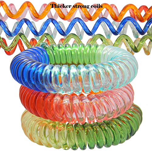 Shells 11Pack Bright Pearlized Colorful Assorted Gradual Changing Colors Flesible Plastic Spiral Coil Wrist Band Stretchable Key Ring Chains with Key Holders (11) - Thumbnail 4