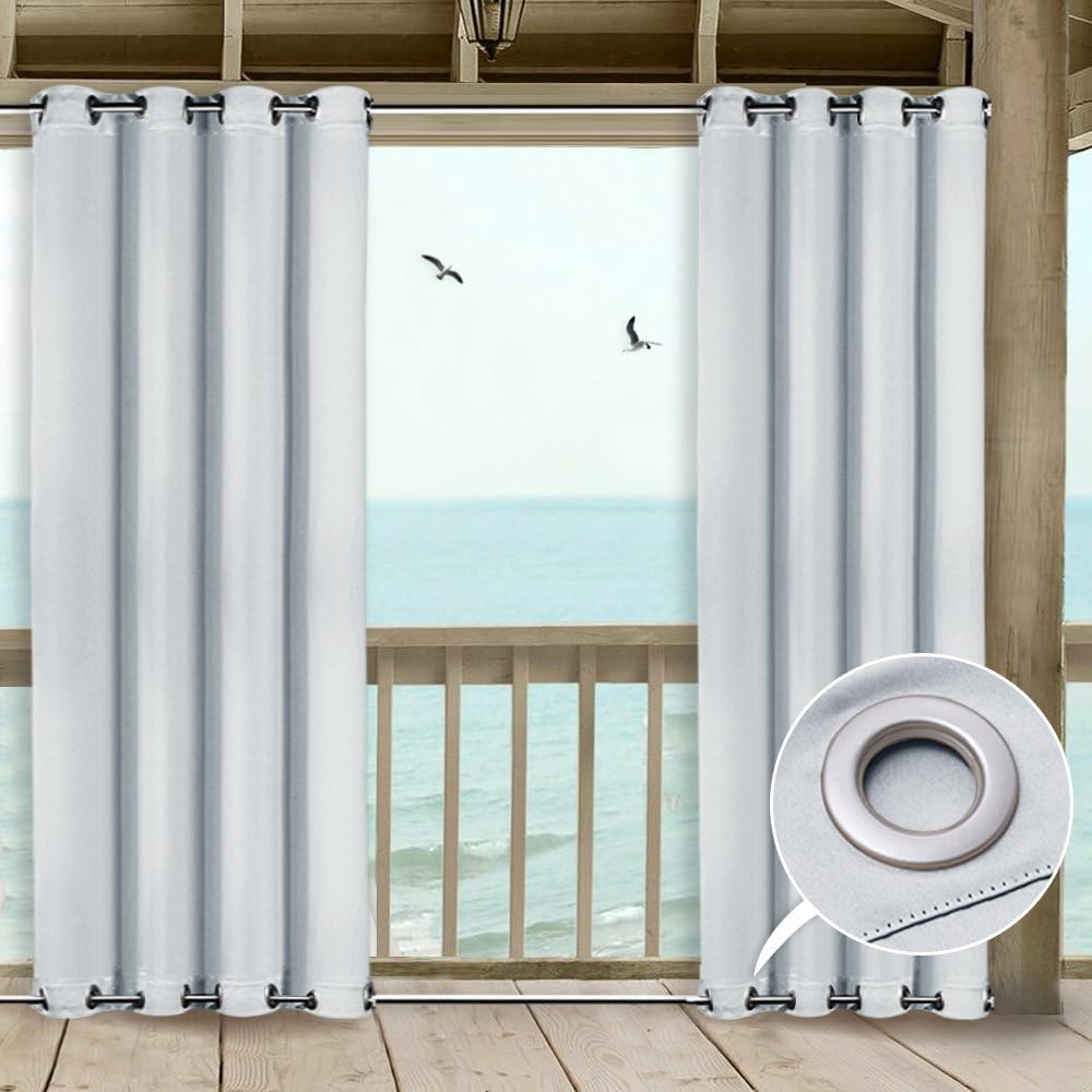 NICETOWN Outdoor Curtain Grommet Top and Bottom, Thermal Insulated Keeps The Rain Out Versatile Vertical Drape, Blackout Heavy Weight Wind Break Outdoor Drapery (52 by 108 inches,1 Piece, Tan-Khaki)