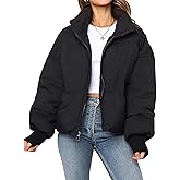 PEHMEA Women's Winter Cropped Puffer Jacket Coat, Warm Short Quilted Jackets Outerwear with Pockets 2026