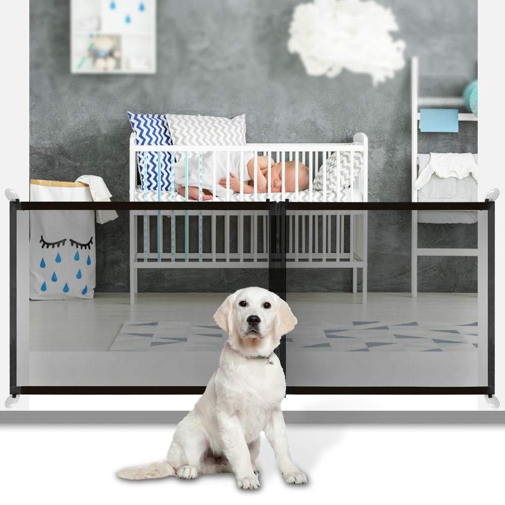 Mesh Dog Gates, Pet Gate for Dogs-Gate for Stairs-Adjustable Zipper Design 3 Sizes 82.6"/47.2"/35.4"- Dog Gates for Doorways-Indoor Protective Fence-Dog Gate for Stairs (Black) Tuokeogo: Baby