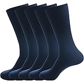 PUJANE Men's Dress Socks 5 Pairs Mens Cotton Calf Business Formal Socks Soft Breathable Athletic Long Crew Casual Socks
