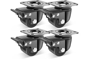Nefish 3 Inch Caster Wheels Set of 4, Heavy Duty Plate Swivel Casters 4400 LBS, Low Center of Gravity Design Nylon Industrial Caster Wheels for Equipment, Machine, Toolbox Workbench