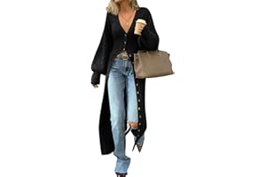 Saodimallsu Womens Long Cardigans V Neck Button Down Chunky Knit Dusters Sweater Coat Fall Trendy Maxi Sweater Dress