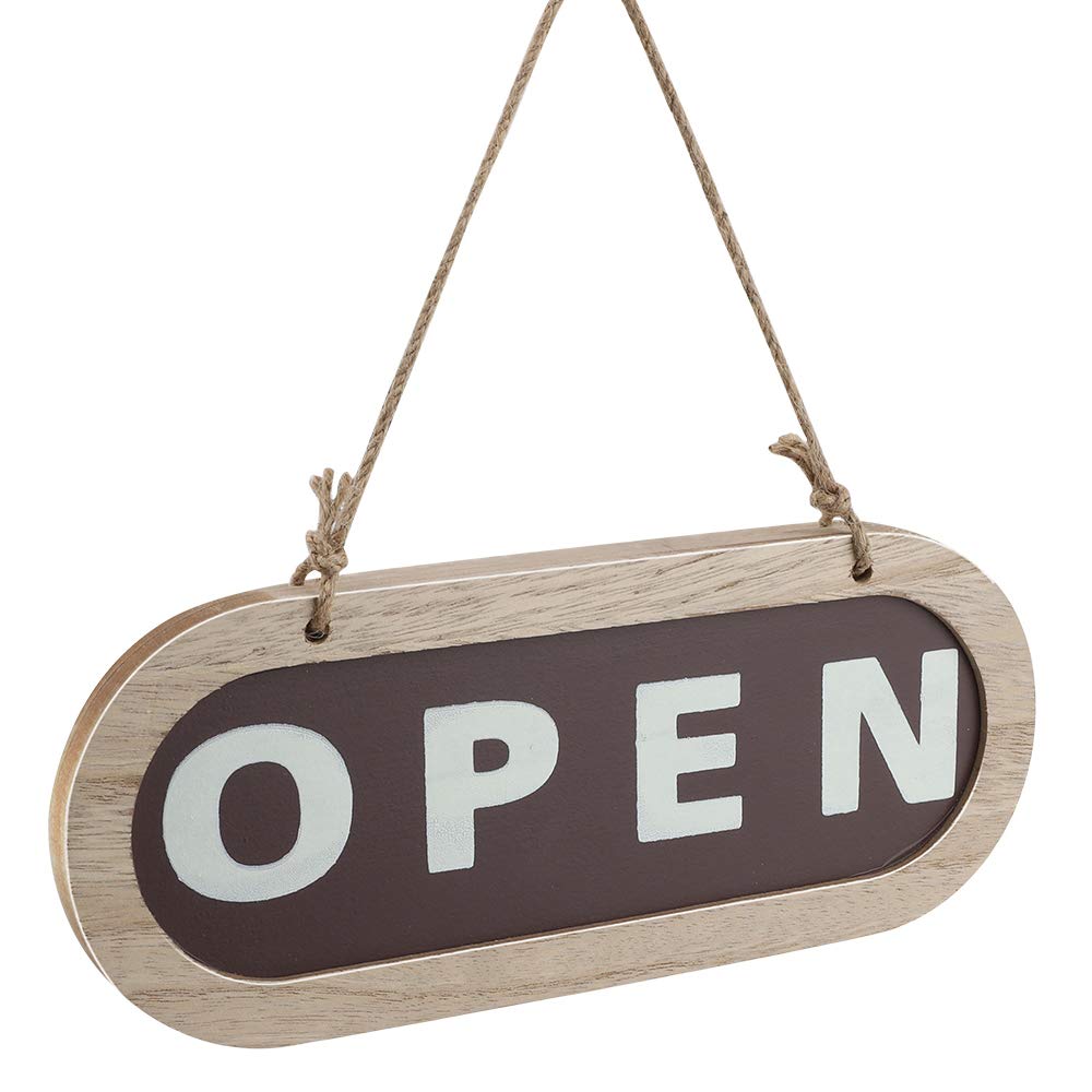 AIOIA Open/Closed Sign,Wooden Door Plaque,Wooden Shop Door Sign Double,Sided Hanging Sign for Shop Cafe Restaurant Pub Bar