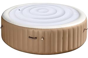 F FINEC 4.5 Ft Inflatable Hot Tub Cover, Energy Saving and Rain Protection Lid for Round Hot Tub, Foldable Protective Cover for Outdoor Inflatable Hot Tubs