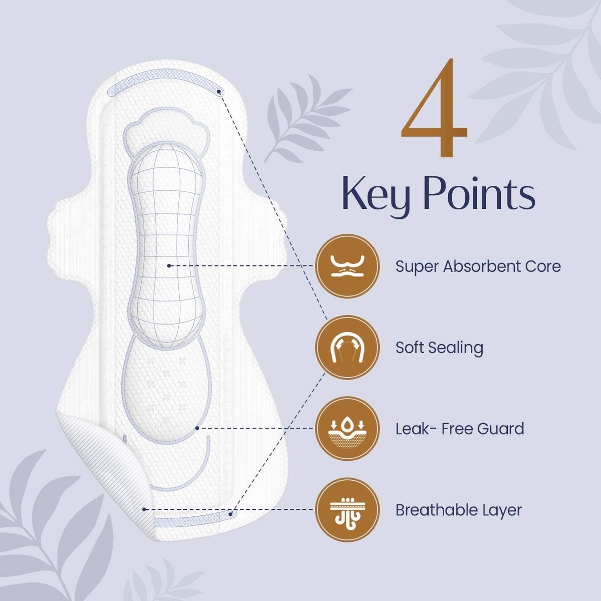 DEAR SKIN Air Embo Derma Sanitary Pads - [Overnight / 12 Count], Heavy Absorbency, Super Long, Sanitary Napkins with Wings, Leak-Free Guard, Breathable Layers: Health & Personal Care