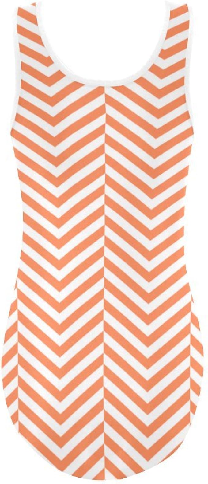 orange and white one piece swimsuit