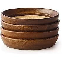 Set Of 6 Acacia Wood Coasters With Cork Backing - 4.13 Inch, Rustic Drink Holders - View #12