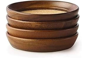 Kamenstein 4 Piece Set, Natural Acacia Wood and Cork Stackable Coasters, Set of 4
