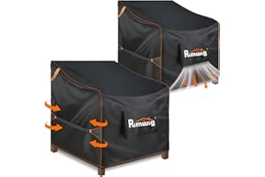 RIMWIG Patio Chair Covers 2 Pack Waterproof, Black Outdoor Furniture Covers, Heavy Duty Wicker Garden Chair Cover 35"W x 38"D x31"H