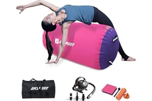AKSPORT Air Roller Gymnastics Air Barrel for Backbends and Back Handsprings Exercise Training with Electric Air Pump for Home Use/Yoga/Cheerleading/Tumbling/Back Walkovers
