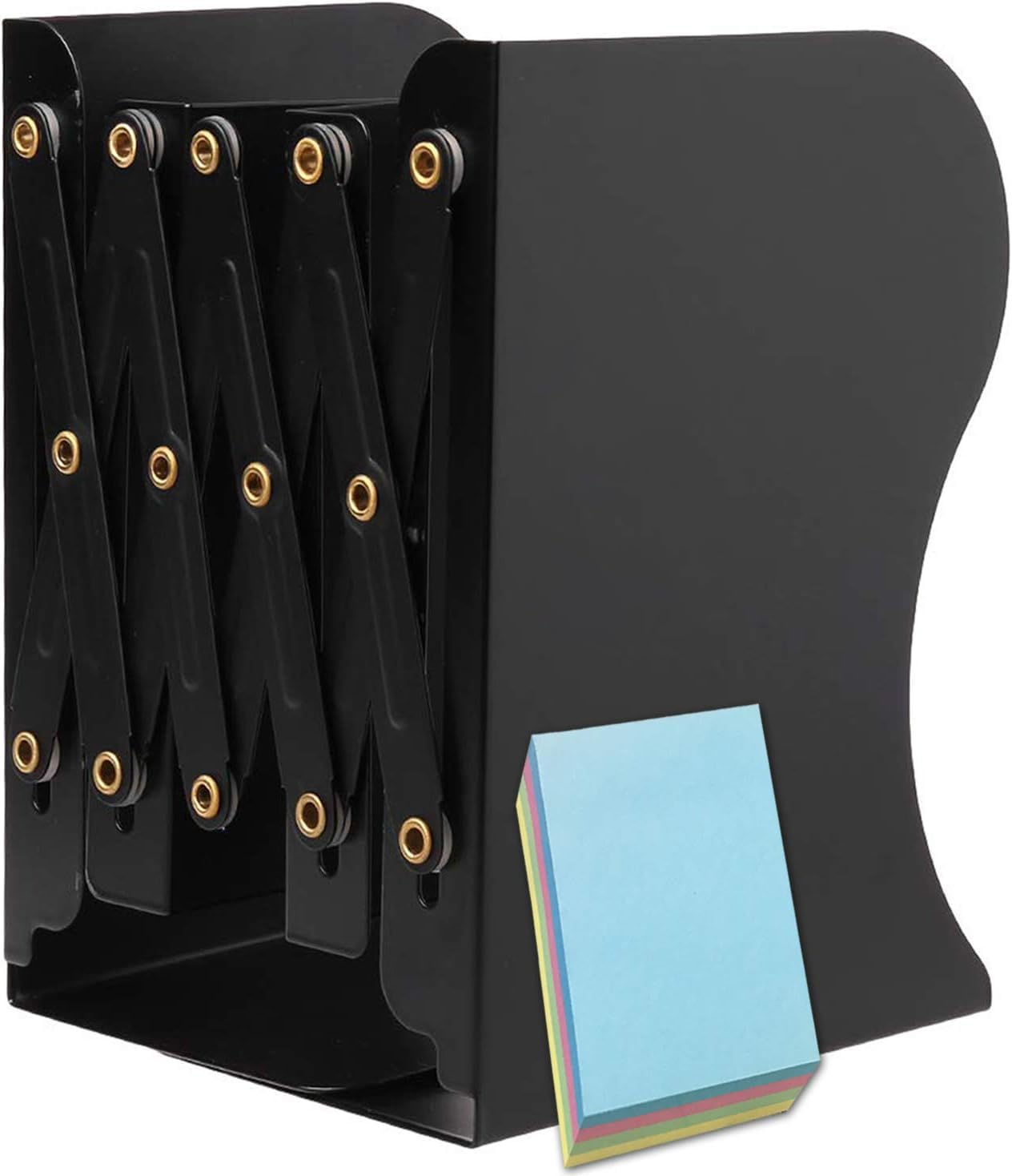 Qualsen Book Ends Adjustable Bookends, Metal Book Ends for Shelves Non-Skid Heavy Duty, Bookends for School Library Classroom Office Home, Black