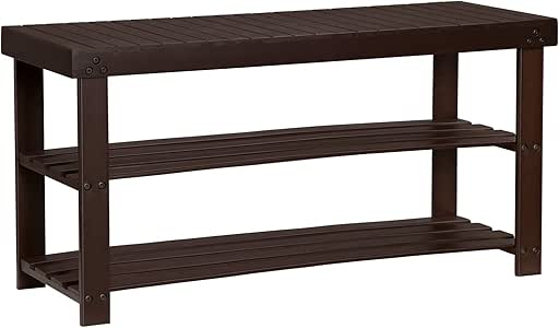 Amazon.com: SONGMICS Bamboo Shoe Bench with Storage, 3-Tier Shoe Rack