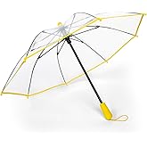 ShedRain Kids Light Up Umbrella – Clear See-Through Bubble Umbrella with Yellow Trim & Handle, Manual Open