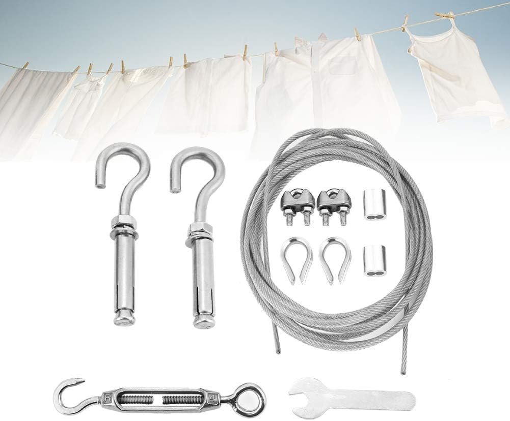 Outdoor Clothesline Kit, Waterproof Antisag Clothes Rope Line, Heavy Duty Clothesline Wire