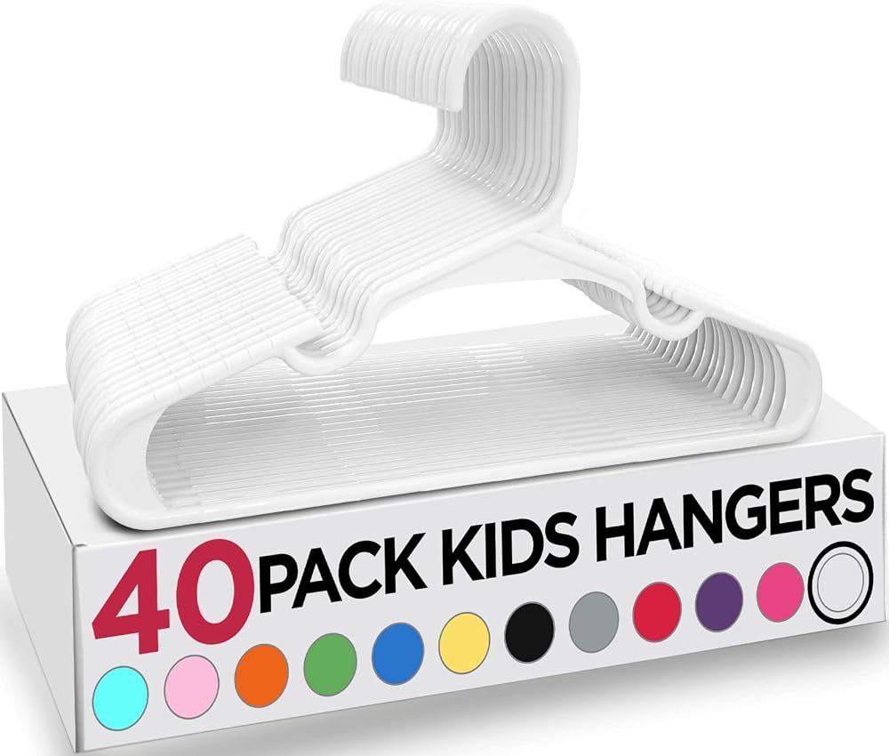 Utopia Home Plastic Kids Hangers for Clothes Pack of 40 White Slim