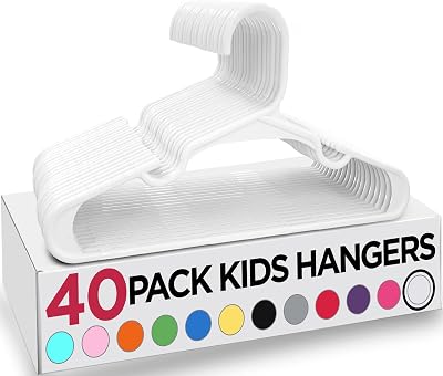 Utopia Home Plastic Kids Hangers for Clothes Pack of 40 White Slim