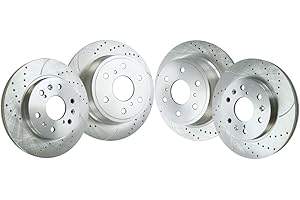 AUTO SHACK AutoShack Front and Rear Drilled Slotted Brake Rotors Silver Set of 4 Replacement for Chevrolet Silverado 1500 Tahoe Avalanche Suburban 1500 GMC Sierra 1500 Yukon XL Cadillac Escalade ESV BRKPKG039127
