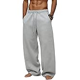 Tooprvix Men's Baggy Sweatpants Heavyweight Fleece Wide Leg Drawstring Sweat Pants,Casual Lounge Joggers with Pockets Slacks