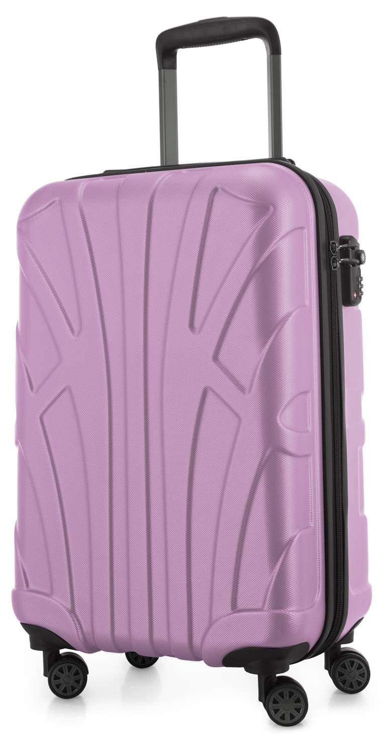 Suitline - Hand Luggage, Carry on Cabin Trolley, Hardshell Suitcase, 100% ABS, 55 cm, 34 liters, Lilac