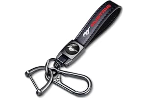 JYSDLHQ Genuine Leather Car Keychain Compatible with Ford Mustang Car Key Chain Ring Accessories for Men and Woman