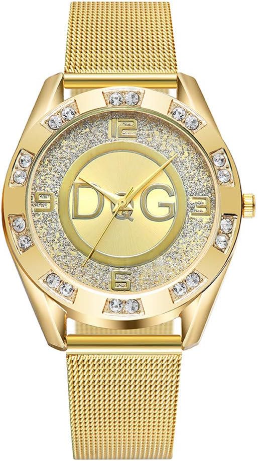 Womens Rhinestone Quartz Watches,Ladies Watches,Fashionable High Hardness Glass Mirror Men and Women Stainless Steel Band Analog Quartz Round Wrist Watch Watches (Gold1)