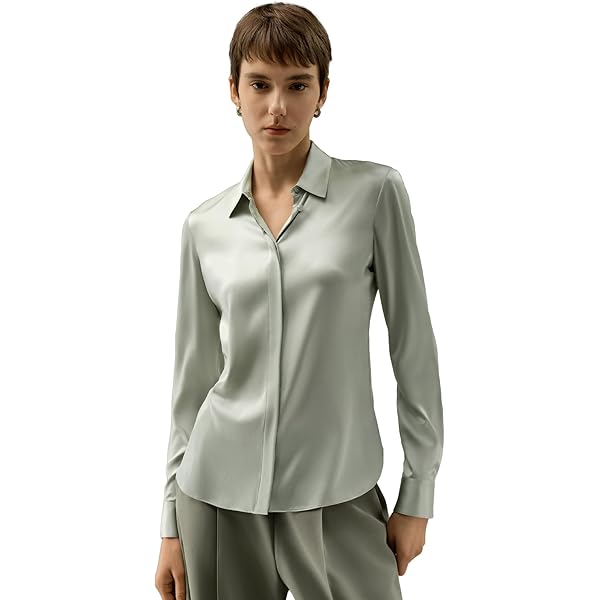 LilySilk Womens Pure Silk Blouse Ladies 22MM One-Shoulder Pleated