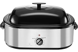Uargd 22QT Electric Roaster Oven with Adjustable Temperature, Self-Basting Lid, and Multifunctional Features for Holiday Cook
