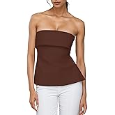 Strapless Tube Tops for Women Backless Going Out Bandeau Top Sexy Trendy Off Shoulder Side Split Summer Bustier Tops