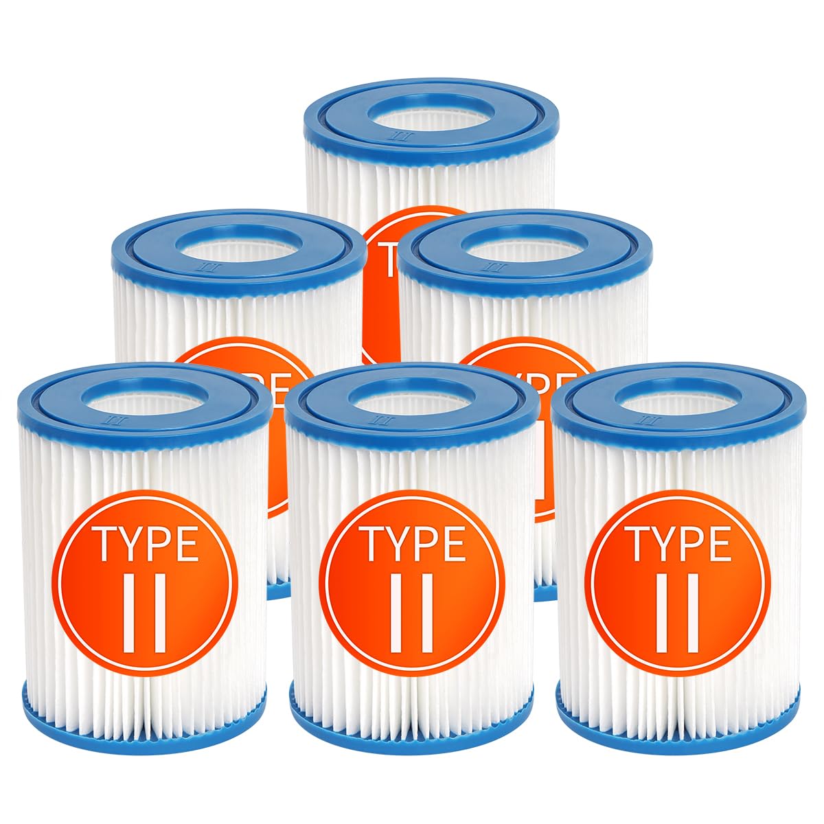 Benfosh 6 Pack Filter Cartridges for Bestway, Type II Filter for Swimming Pool,Compatible with Lay Z Spa Filter,Easy Cleaning Hot Tub Filter Cartridges