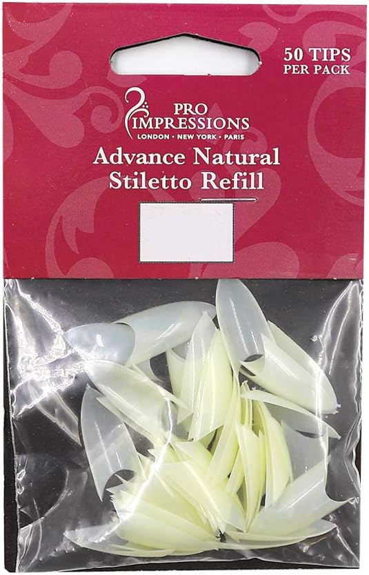 Pro Impressions Advance Natural Stiletto 50 Nail Tips, Size 3